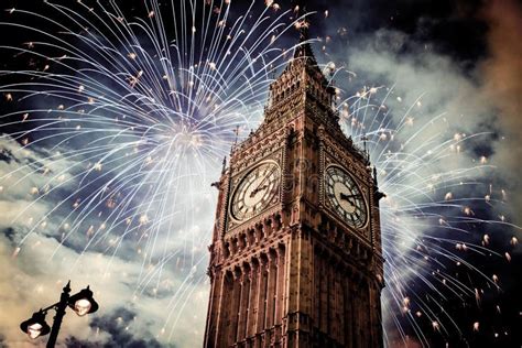 New Year in the City - Big Ben with Fireworks Stock Image - Image of landmark, dark: 162433023