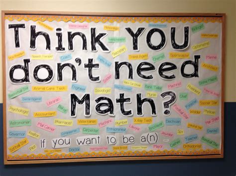 Middle School Math Bulletin Board - Think YOU don't need math? If you ...