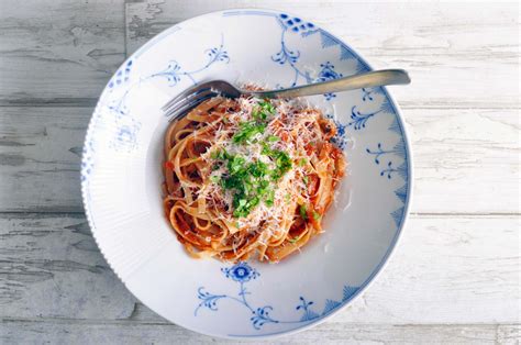 Pasta with tomato and aubergine sauce. Great vegetarian dish for kids.