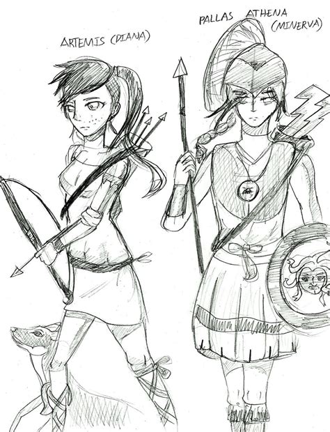 Greek Mythology: Athena and Artemis (Sketch) by anonymous112358096 on ...