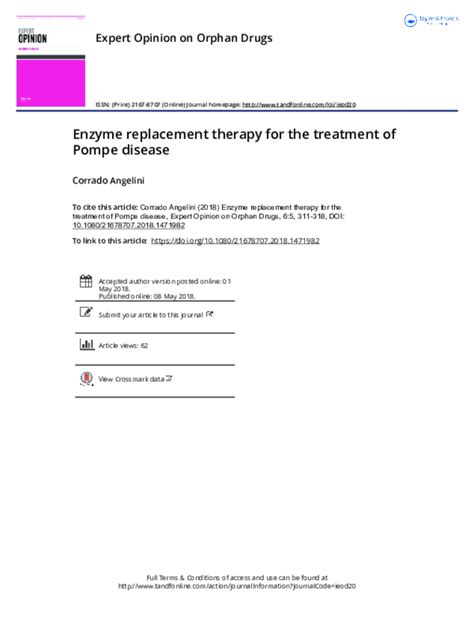 (PDF) Enzyme replacement therapy for the treatment of Pompe disease ...