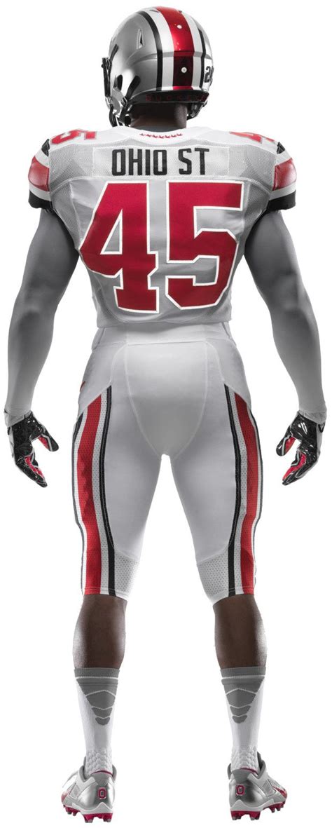 an american football uniform with the number 45 on it's chest and helmet is shown