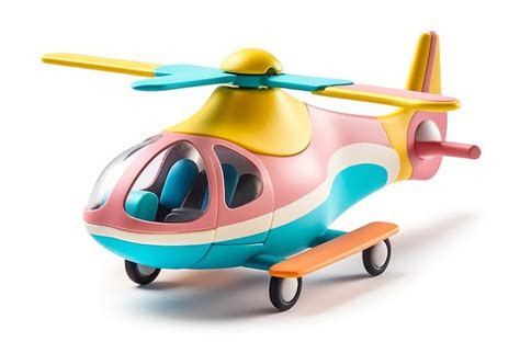 Premium AI Image | A toy helicopter with a yellow, blue, and red tail.