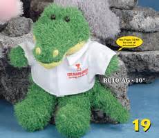 Alligator Plush Toys. Personalized alligator plush toys with custom printed logo t-shirts.