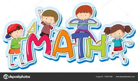 Font design for word math with happy kids — Stock Vector ...