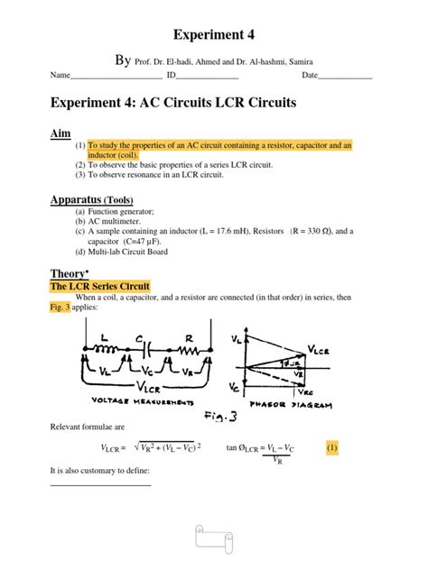 Experiment 4-LCR | PDF | Inductor | Electrical Network