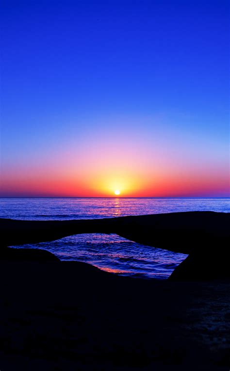 Download wallpaper 950x1534 sunset, blue, skyline, horizon, coast, iphone, 950x1534 hd ...