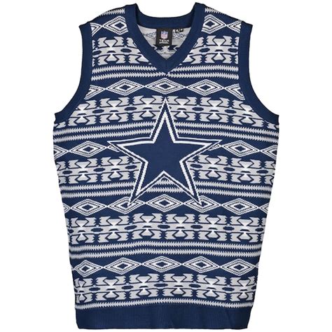 Dallas Cowboys Klew Ugly Sweater Vest - Navy - Fanatics.com