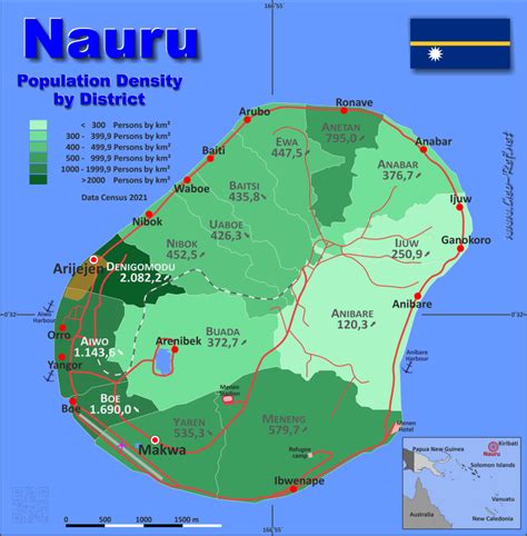 Nauru Country data, links and map by administrative structure