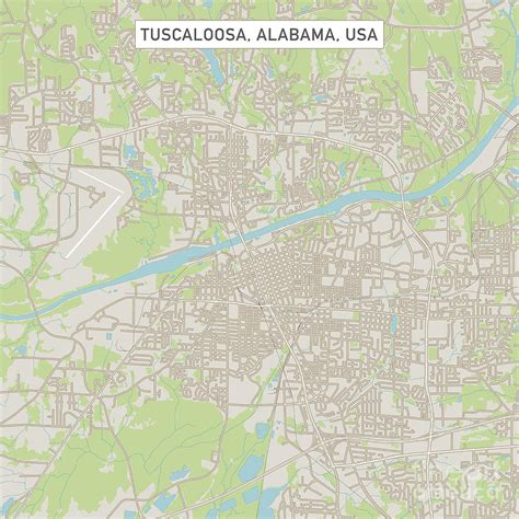 Tuscaloosa Alabama US City Street Map Digital Art by Frank Ramspott ...