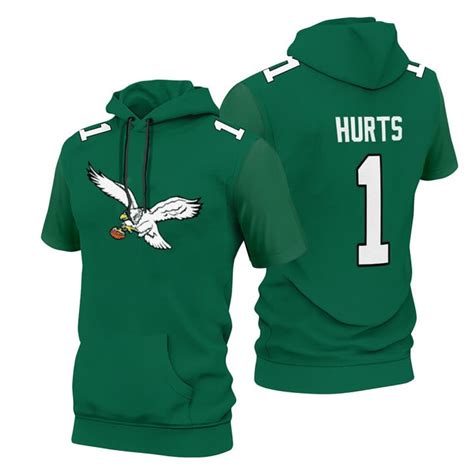 Jalen Hurts Philadelphia Eagles Kelly Green Hoodie T-Shirt - All Stitc ...