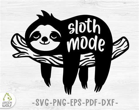 Cute sloth svg cut file Sleeping sloth on branch silhouette | Etsy