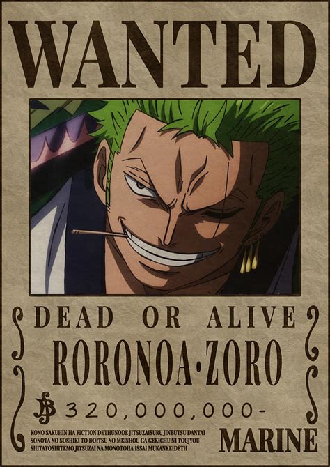 Zoro Bounty Wanted Poster One Piece Digital Art by Anime One Piece - Pixels