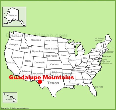 Guadalupe Mountains location on the U.S. Map - Ontheworldmap.com