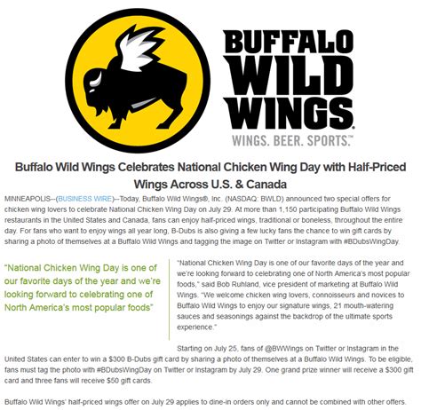 Buffalo Wild Wings June 2020 Coupons and Promo Codes 🛒