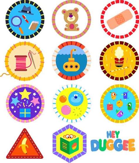 Hey Duggee Badges 47-52 SVGs - detective, teddy bear, first aid, sewing, submarine, big parade ...