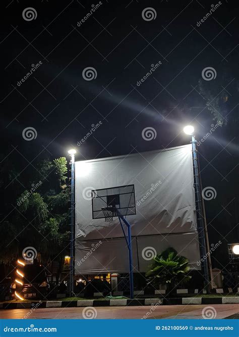 Basketball Court Night View, Sport that Loved by People Around the ...