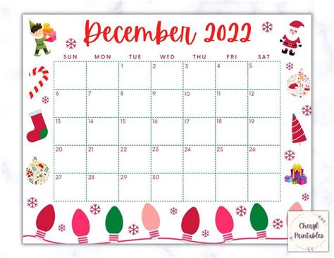 Printable December Calendar 2023 Christmas Calendar Holiday - Etsy ...