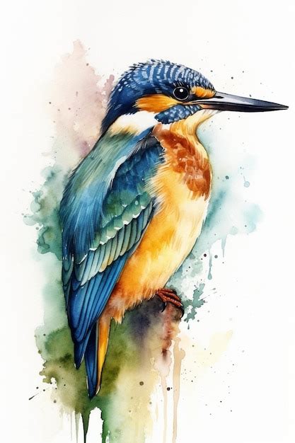 Premium AI Image | A watercolor painting of a kingfisher bird