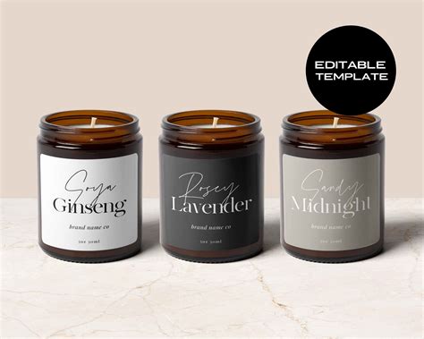 EDITABLE Candle Label Candle Labels Candle Label Design | Etsy