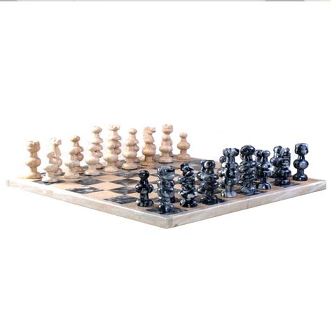 SOLD – Hand Carved Marble and Stone Chess Set – Buy – Collect – Sell