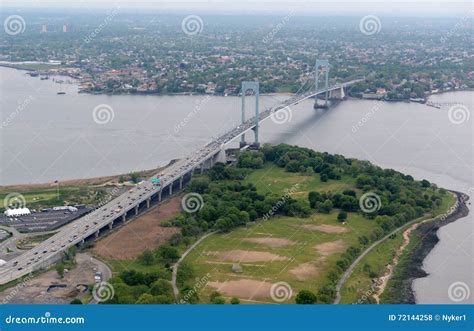 Aerial View of Whitestone Bridge with Traffic and Trump Golf Course, New York City Stock Photo ...