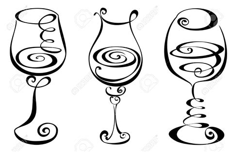 three wine glasses with swirl designs on them