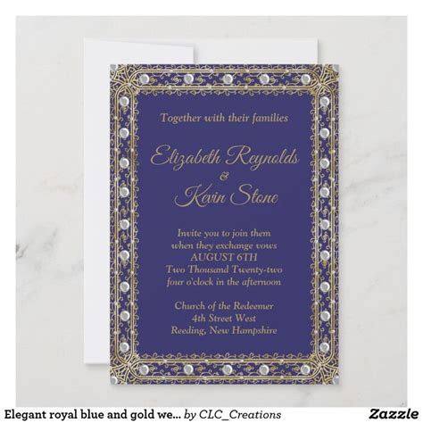 Elegant royal blue and gold wedding Invitation | Zazzle in 2022 | Wedding invitations, Gold ...