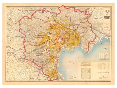 Vintage Map of Tokyo Showing Bombed Out Areas WWII Wall Art - Etsy