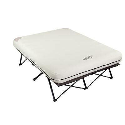 Coleman Queen Size Folding Camp Cot Air Mattress Bed Camping Pump Side ...