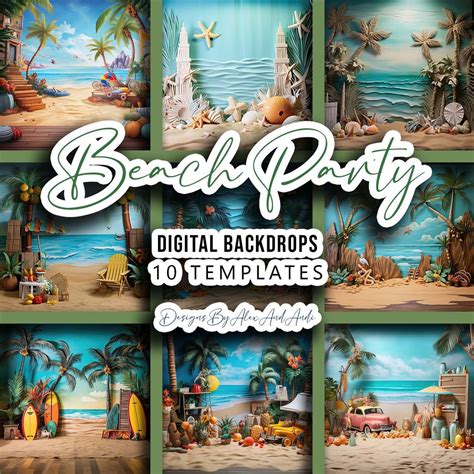 Beach Party Backdrop Background Digital Birthday Child Photo Shoot ...