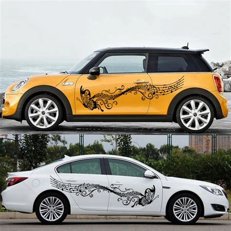 1 Pair Car Stickers and Decals Flower Butterfly Universal Custom Auto Motorcycle Bike Decoration ...