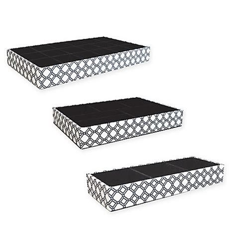 Rectangle Flocked Tray Organizer in Black/White - Bed Bath & Beyond
