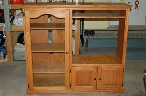 Solid Oak Entertainment Center w/ Side Cabinet & Glass Door for Sale in ...