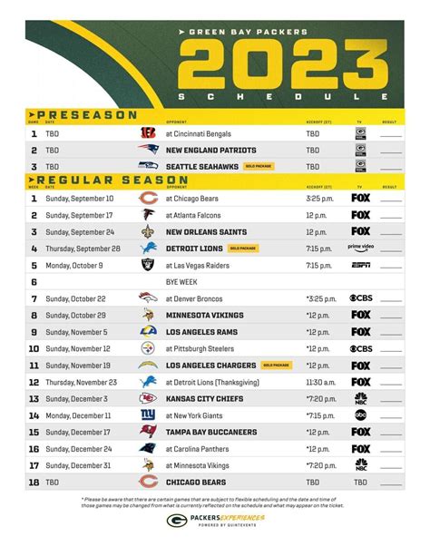 Josh Jensen Kabar: Packers Schedule 2023 Printable Pdf