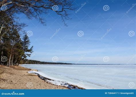 Higgins Lake in Winter stock image. Image of sport, leisure - 72846417