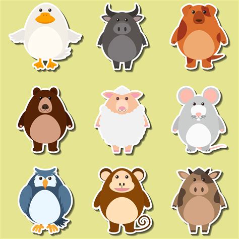 Sticker design for cute animals 448668 Vector Art at Vecteezy