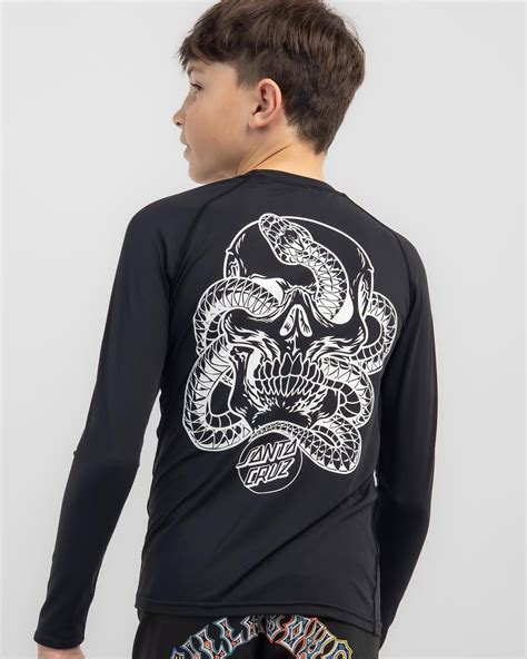 Santa Cruz Boys' Serpent Skull Mono Rash Vest In Black - FREE* Shipping & Easy Returns ...