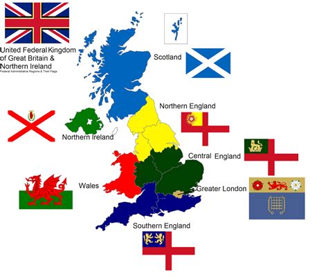the united kingdom map with all its flags