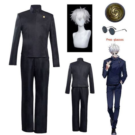 Anime Gojo Satoru Cosplay Jujutsu Kaisen Cosplay Costume High School Uniform Uniform Wigs Eye ...