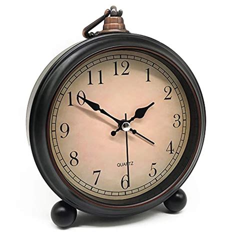 Vintage Retro Analog Alarm Clock, 4 inch Super Silent Non Ticking Small ...