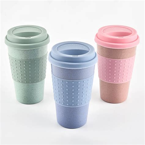 1pc Wheat Straw Plastic Coffee Cups Travel Coffee Mug With Lid Travel | Free Download Nude Photo ...