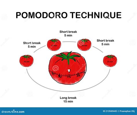 Pomodoro Technique Concept. Woman Working in Office Under Pomodoro Technique Time Management ...