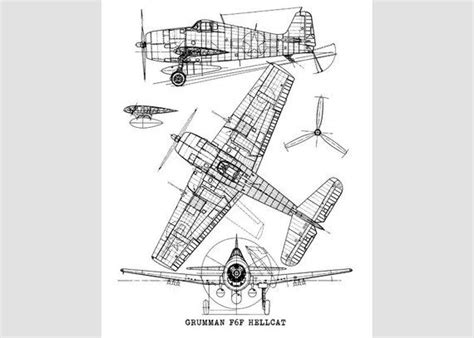 Grumman Hellcat Blueprint, Grumman F6F Hellcat, Aircraft Blueprint, Instant Download, Blueprint ...