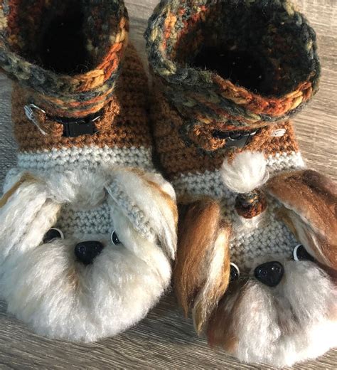 Shihtzu: Slippers, Handmade, Crochet, Customizable - Etsy