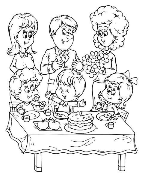 Celebrating Birthday Party Coloring Pages - NetArt