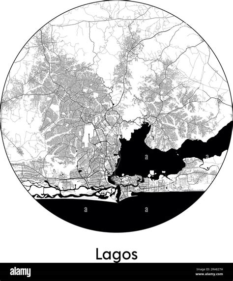 City Map Lagos Nigeria Africa vector illustration black white Stock ...