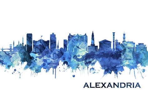 Alexandria Egypt Skyline Blue Mixed Media by NextWay Art - Fine Art America