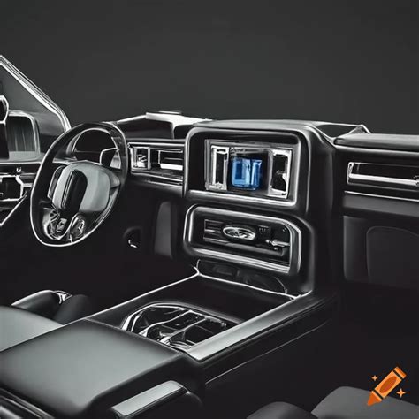 Sleek black interior of a ford pickup truck on Craiyon