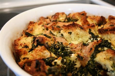 Lisa Cooks: Savory Bread Pudding with Spinach and Feta